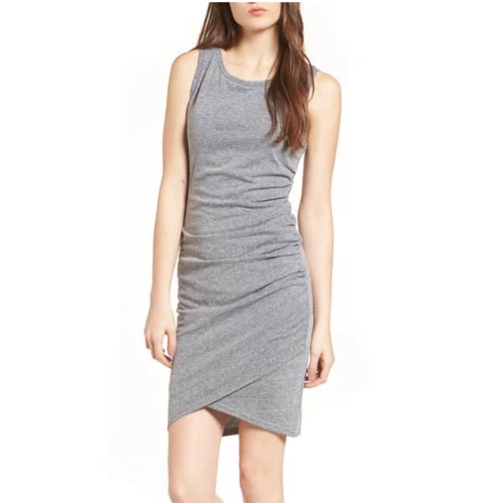 Leith ruched body-con gray tank dress medium 7/8